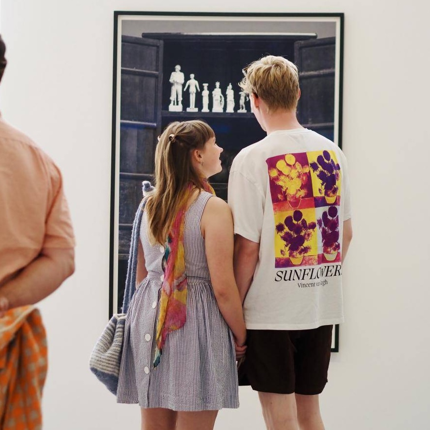 Couple looking at art